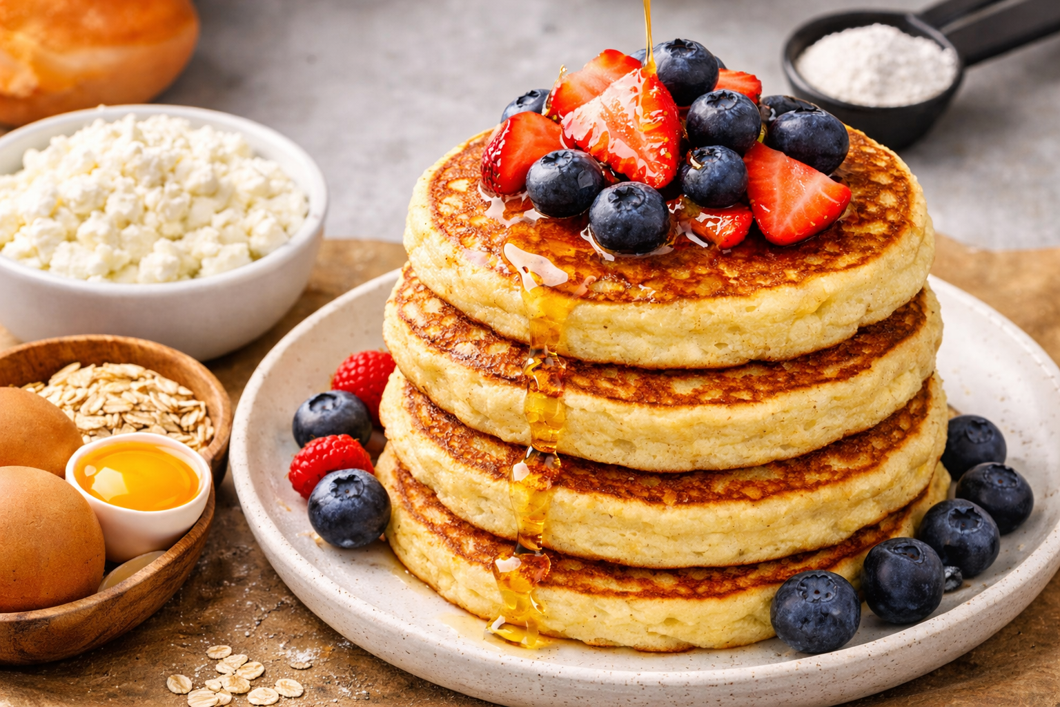 Fluffy High-Protein Cottage Cheese Pancakes